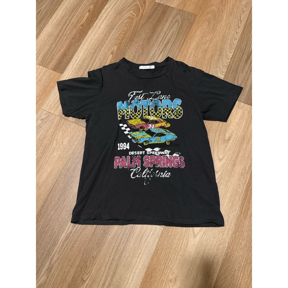 Altar'd State T Shirt Mens M Black Palm Spring Motors Graphic Racing Tee